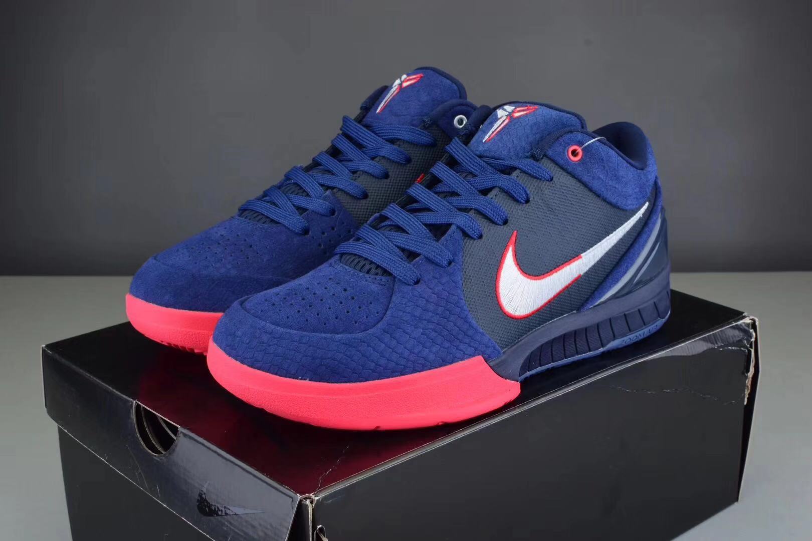 NiKe Zoom Kobe 4 Snake Scale Deep Blue Black Red Shoes